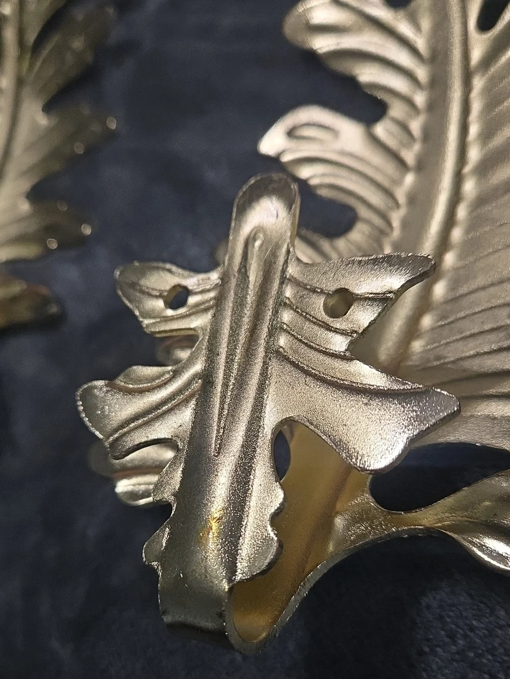 Gold Colored Leaf Curtain Drapery Holdback Hooks 2pk